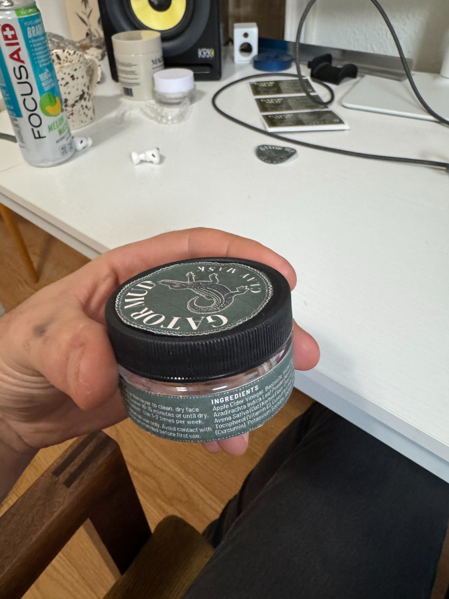 Gator Mud jar with alligator label on lid